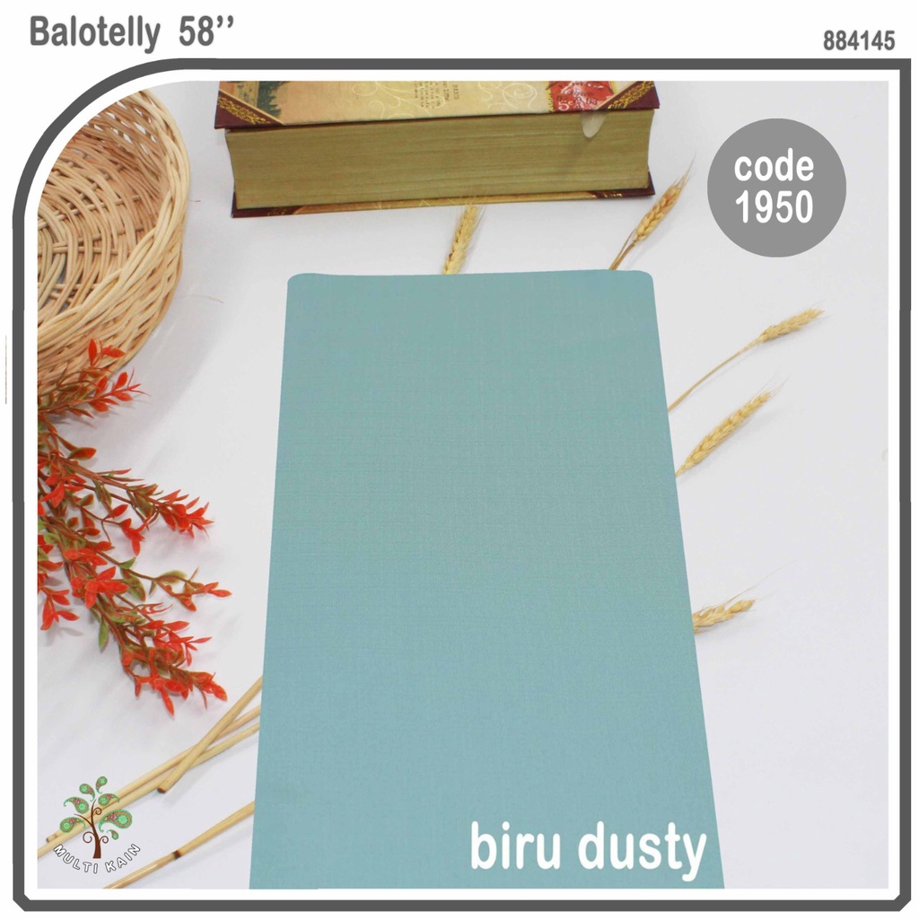 Bahan multi Kain Balotelly / Balotelli / baloteli Polos high twist polyester Meteran Harga Grosir-1950 biru dusty