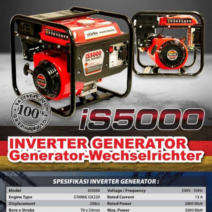 Genset Silent Inverter Generator Starke is5000 2800 Watt Max 3000 Watt