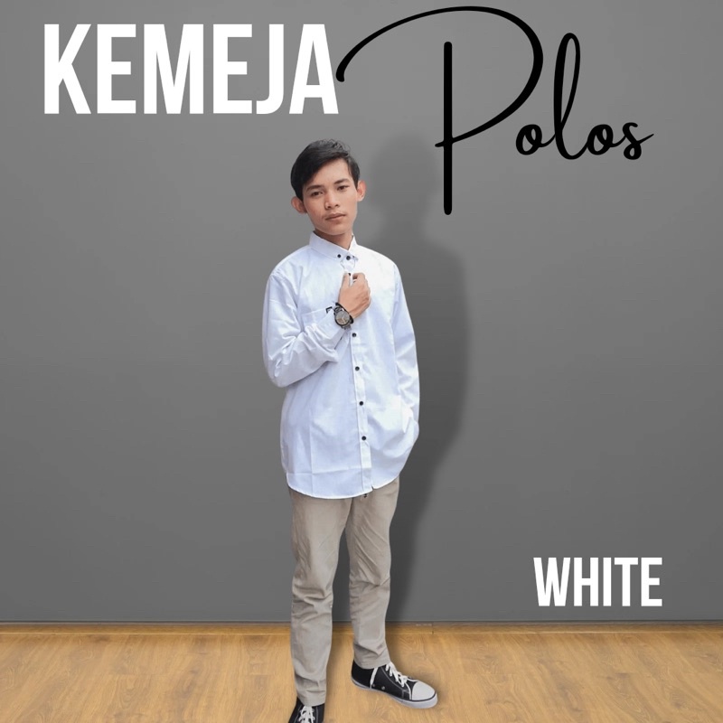 kemeja Pria Polos Lengan Panjang | L fit to XL | Distro