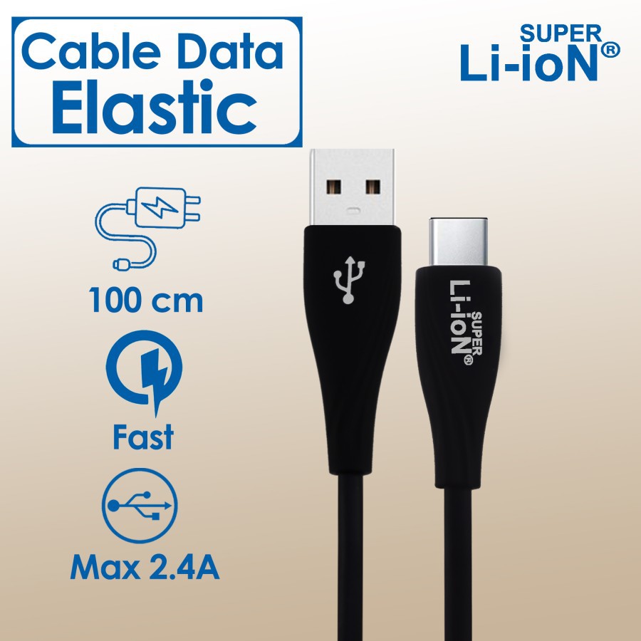 Cable Data TYpe C Super Li-ion Elastic Cable 2,4A kabel data super li - ion