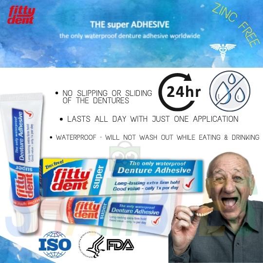 Fittydent Lem Gigi Palsu Small 20g Perekat Gigi Palsu 24Jam Anti Air Waterproof
