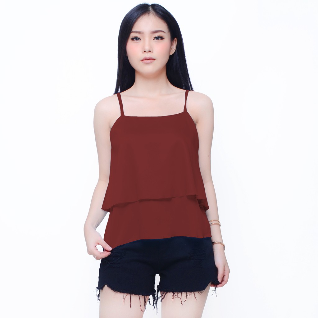 Tanktop Camisoles Singlet Tali kecil wanita Gaya Korea - XSHOP Clarisa