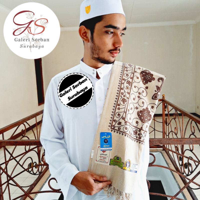 Sorban Almas Kashmiri Motif Kembang Warna