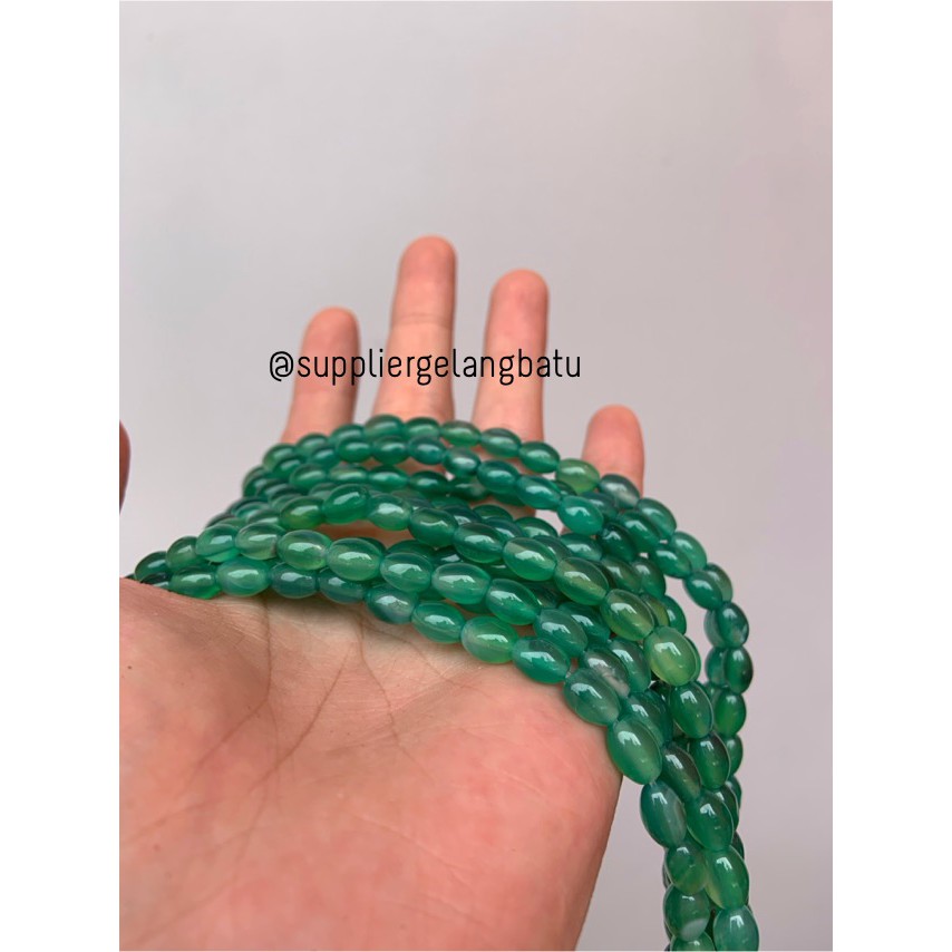 batu alam Penden tabung giok hijau muda 5 x 10 mm akik green jade