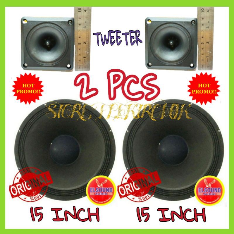 Promo 2 PCS Speaker ELSOUND 15 INCH Fullrange 450 Watt + 2 TWEETER