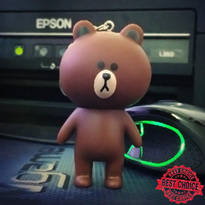 Promo Keychain Gantungan kunci tas line brown bear Bahan silikon Murmer
