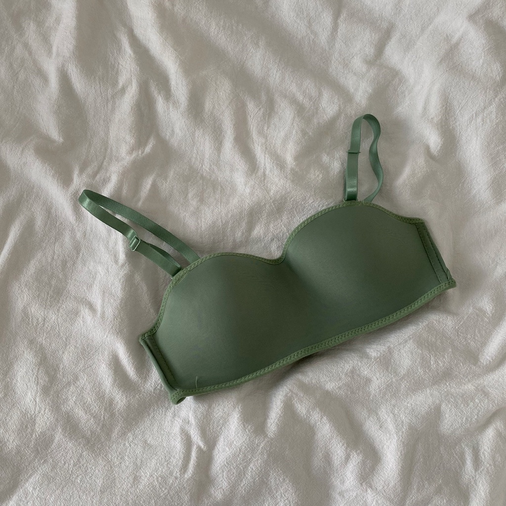 [ LINGERIE MASTER ] - (B-28) Half cup Hot sale Bra Model Seamless Tanpa Kawat Seamless-B-28 Hijau