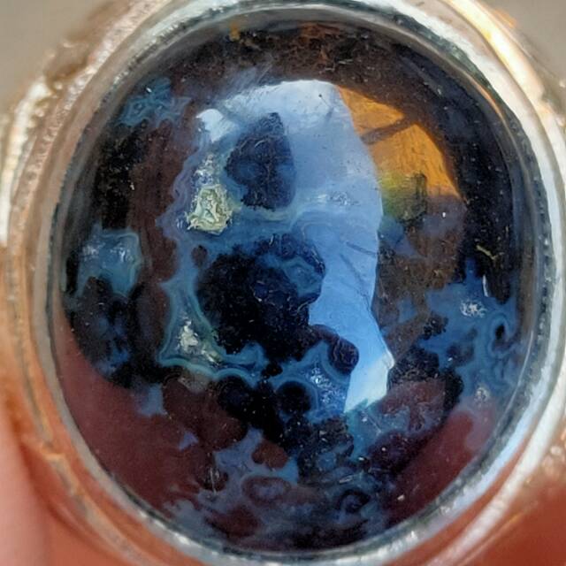 Natural Bacan Doko Majiko - Blue Elektrik ( Ring Perak - Batu Akik asli Ternate )