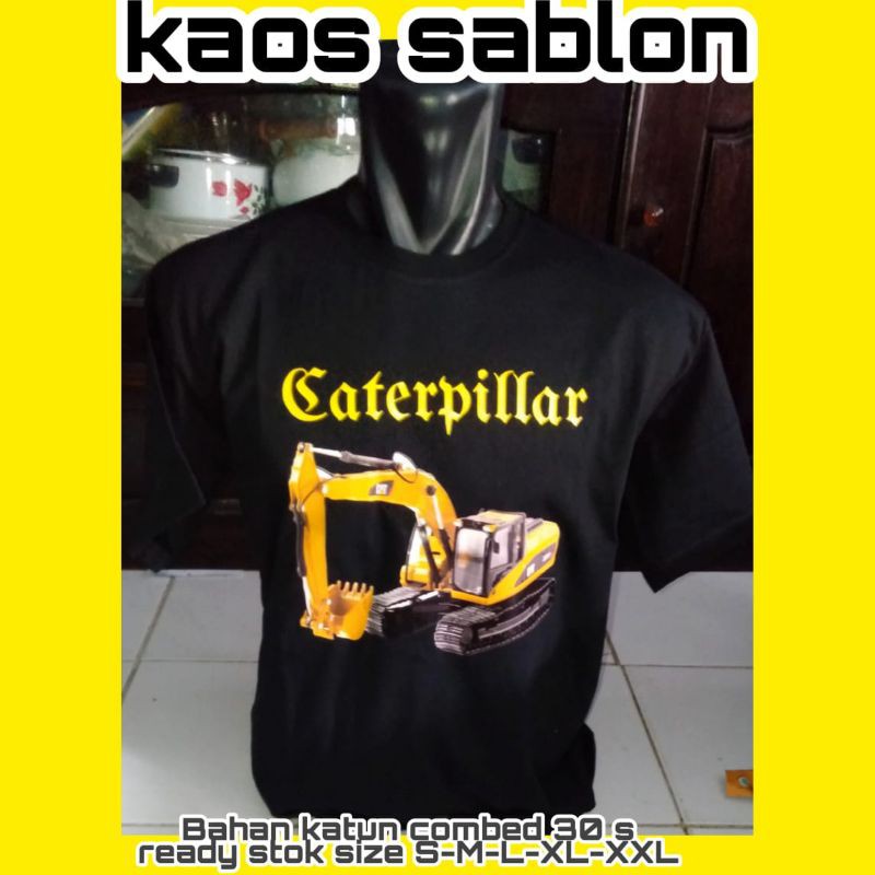 Kaos sablon  DTF excavator Caterpillar kaos alat berat