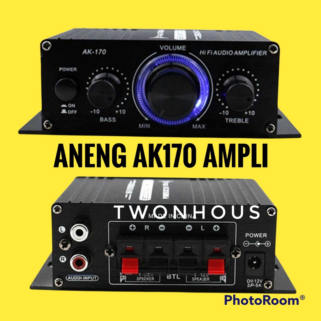 Amplifier Hi Fi Stereo Rumah FM Radio USB AUX TF Layar LED 2CH Power amplifier Car Amplifier Treble Bass Booster - AK-170