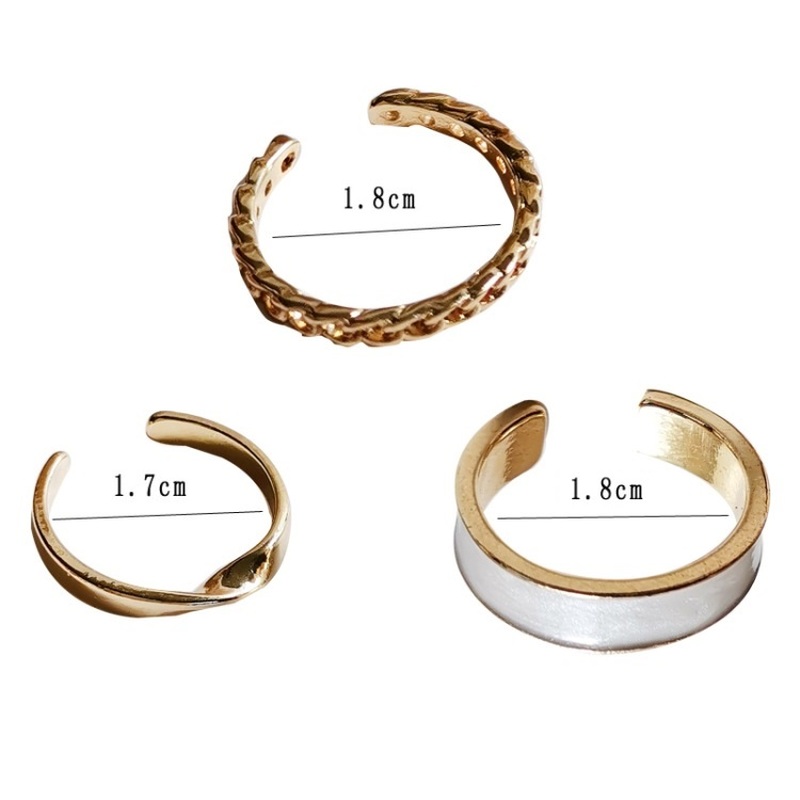 3pcs / set Cincin Jari Telunjuk Model Lebar Gaya Korea Selatan Untuk Wanita