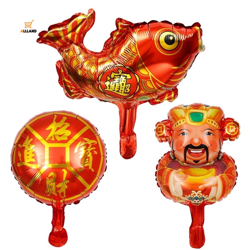 Balon Foil Desain God Of Wealth Tiger Ingot Fubag Bahan Aluminum Untuk Dekorasi Pesta