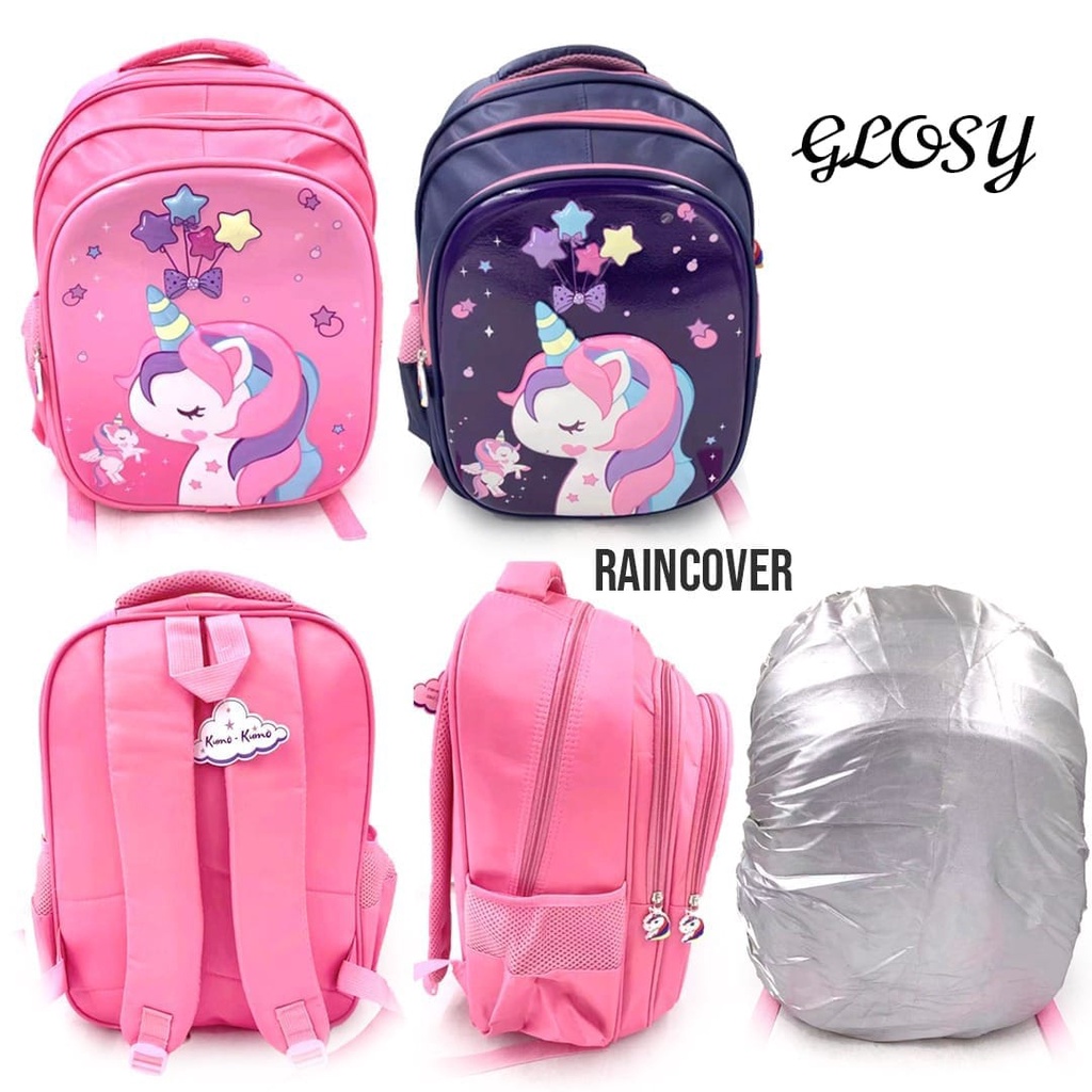 FREE RAIN COVER - TAS RANSEL ANAK SEKOLAH PEREMPUAN SD 16inch GAMBAR KARTUN KUDA PONY PIRANG CETAR BURUNG PIQUIN OWL 3RESLETING 3D TIMBUL IMPORT ( Cetar Kuda Terbang sugar Balon Kupu Sweet 16&quot; )