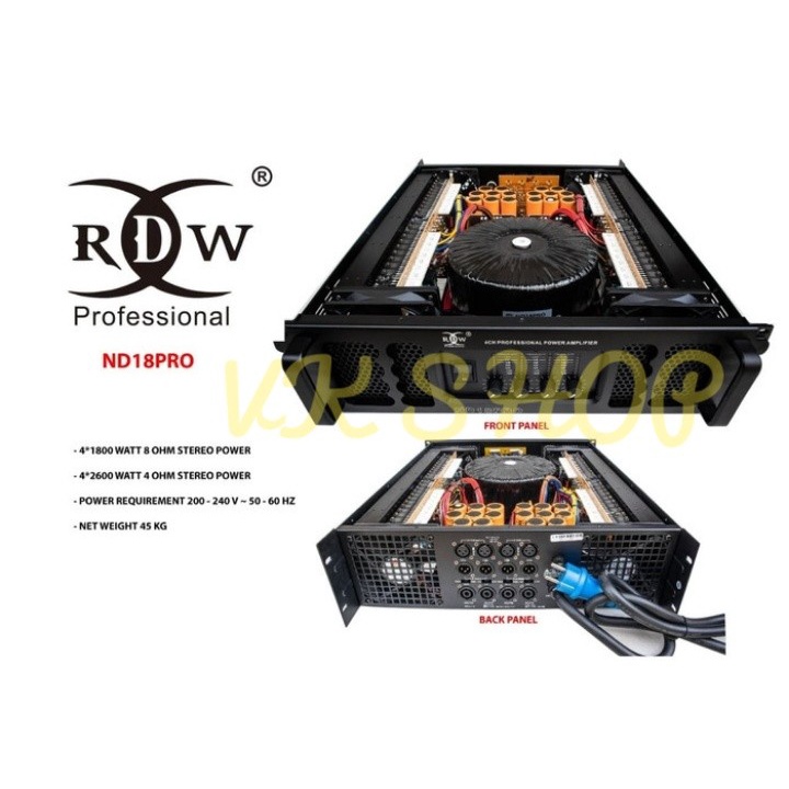 Power Amplifier RDW ND18PRO/ND 18PRO/ ND 18 PRO 4Ch 1800 Watt Original