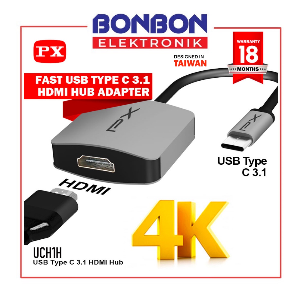 PX UCH1H Hub Type C 3.1 Macbook Smartphone To HDMI Converter Adapter