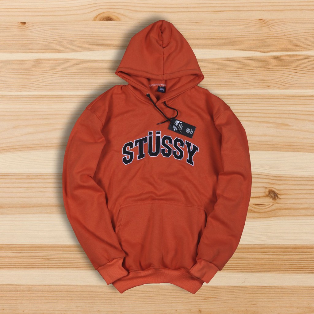 stussy orange hoodie