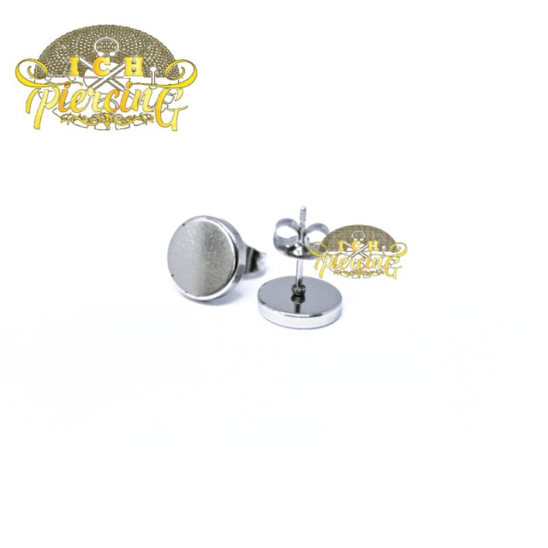 Anting Roda Tusuk Silver bahan TITANIUM STEEL/ Anting Tindik Pria Wanita 10mm