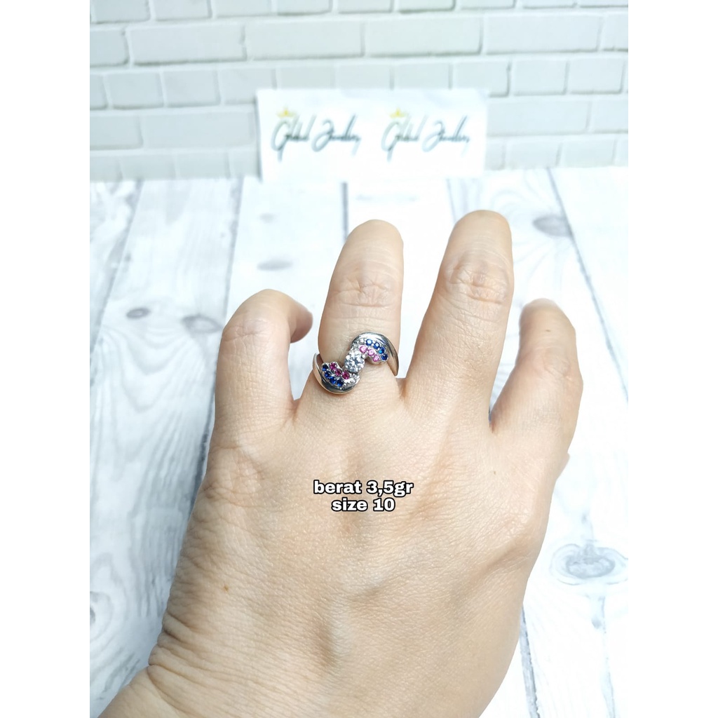 CINCIN GELOMBANG MATA WARNA PERAK ASLI S925 GLOBAL JEWELLERY CL041