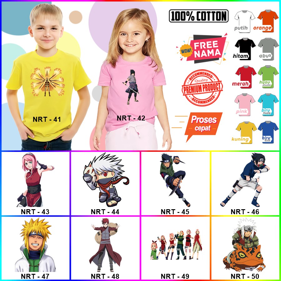 Baju Kaos ANAK DAN DEWASA NARUTO COUPLE (FREE NAMA) 51 - 100