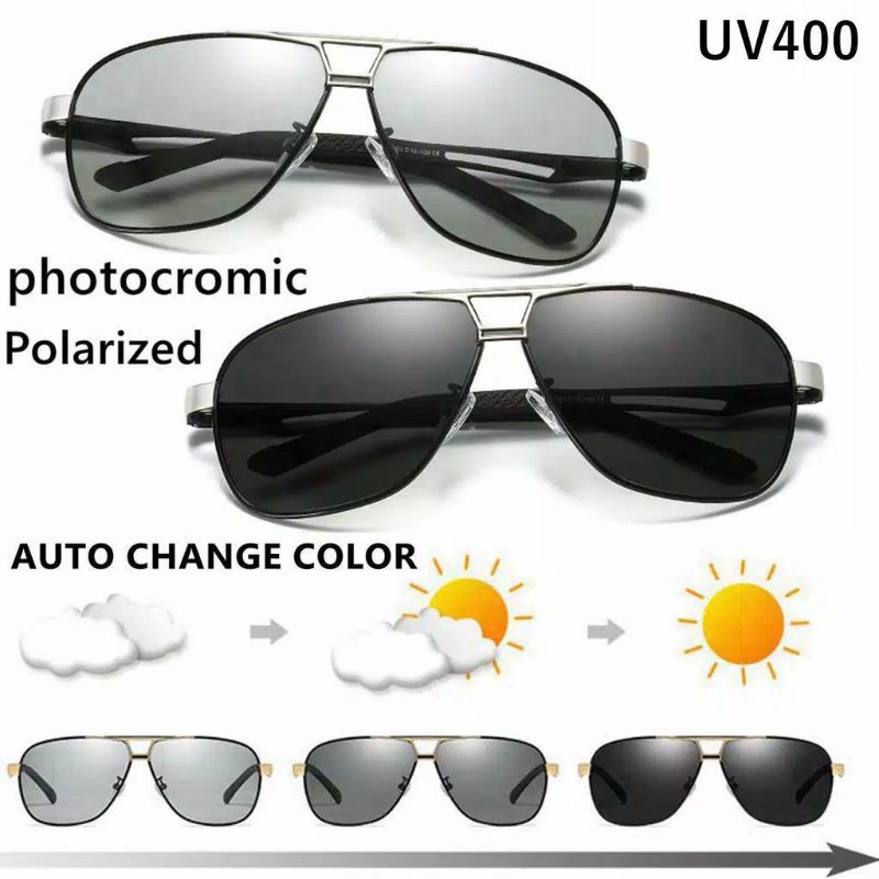 Kacamata Photocromic Polarized Anti UV 400 Aviator PP8521