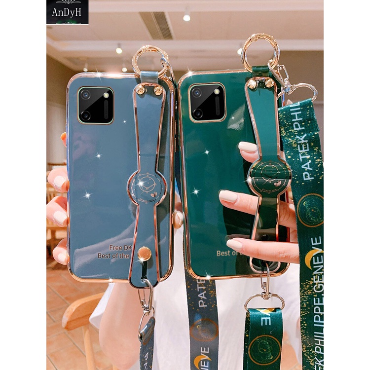 Casing softcase OPPO Realme C11 2020 C11 2021 Aksen Berlian Imitasi + lanyard