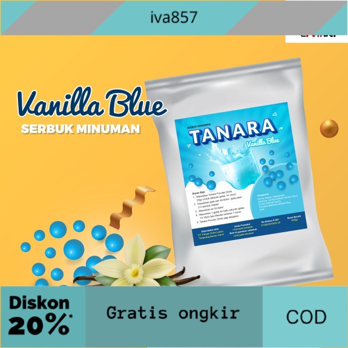 

PROMO Vanilla Blue Powder 1kg - Minuman Milkshake Ice Blend Bubble Drink GRATIS ONGKIR