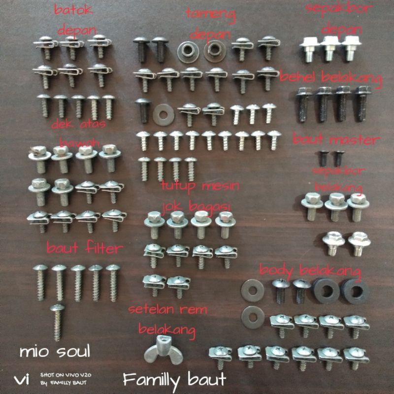 Baut lengkap full body motor mio soul karbu