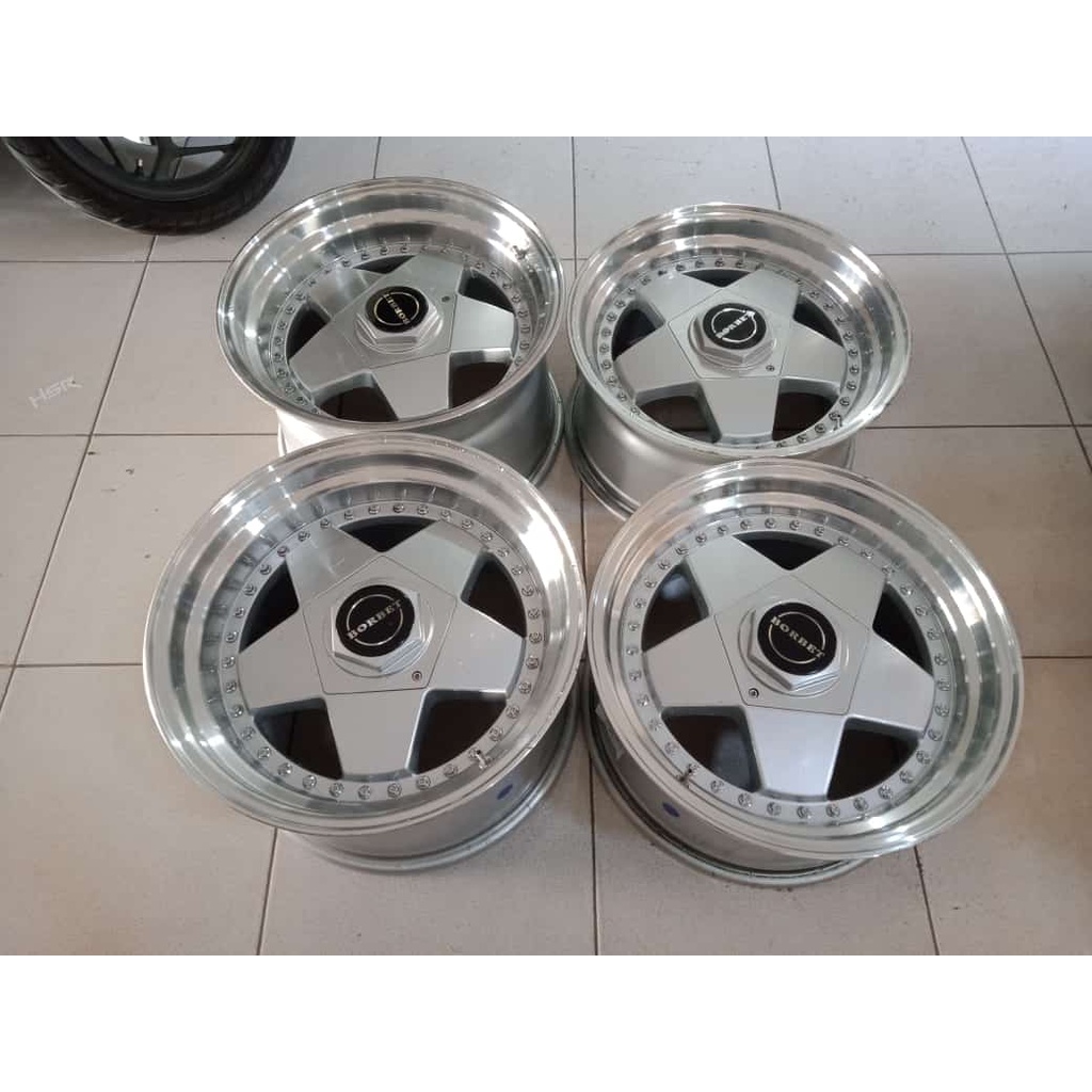 Velg Mobil Bekas Celong BORBET Ring 17 Hole 4X100 4X114,3 Silver Polis Cocok Mobil Yaris Jazz Mobili