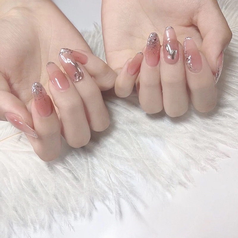 Kuku Palsu 【B61，lem cair】Nikah kuku Wedding False Nailart Pengantin Tangan
