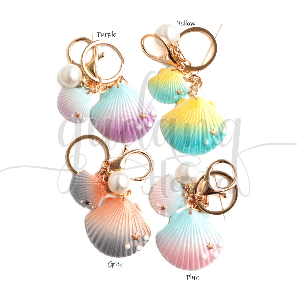 Gantungan Kunci Rainbow Shell Keychain Kerang Warna Warni GH 302288