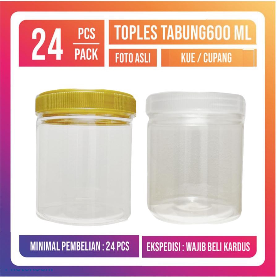 Toples Plastik 600 ml-Toples Tabung 600 ml-Hampers Toples Kue Kering 600 ml Toples Tabung Silinder 6