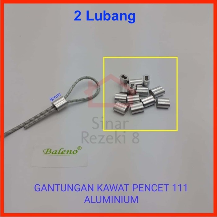 Crimp Ferrule Aluminium 2 Lubang Pengait Kawat Sling Ferol Klem Sling Pencetan Kait Penjepit
