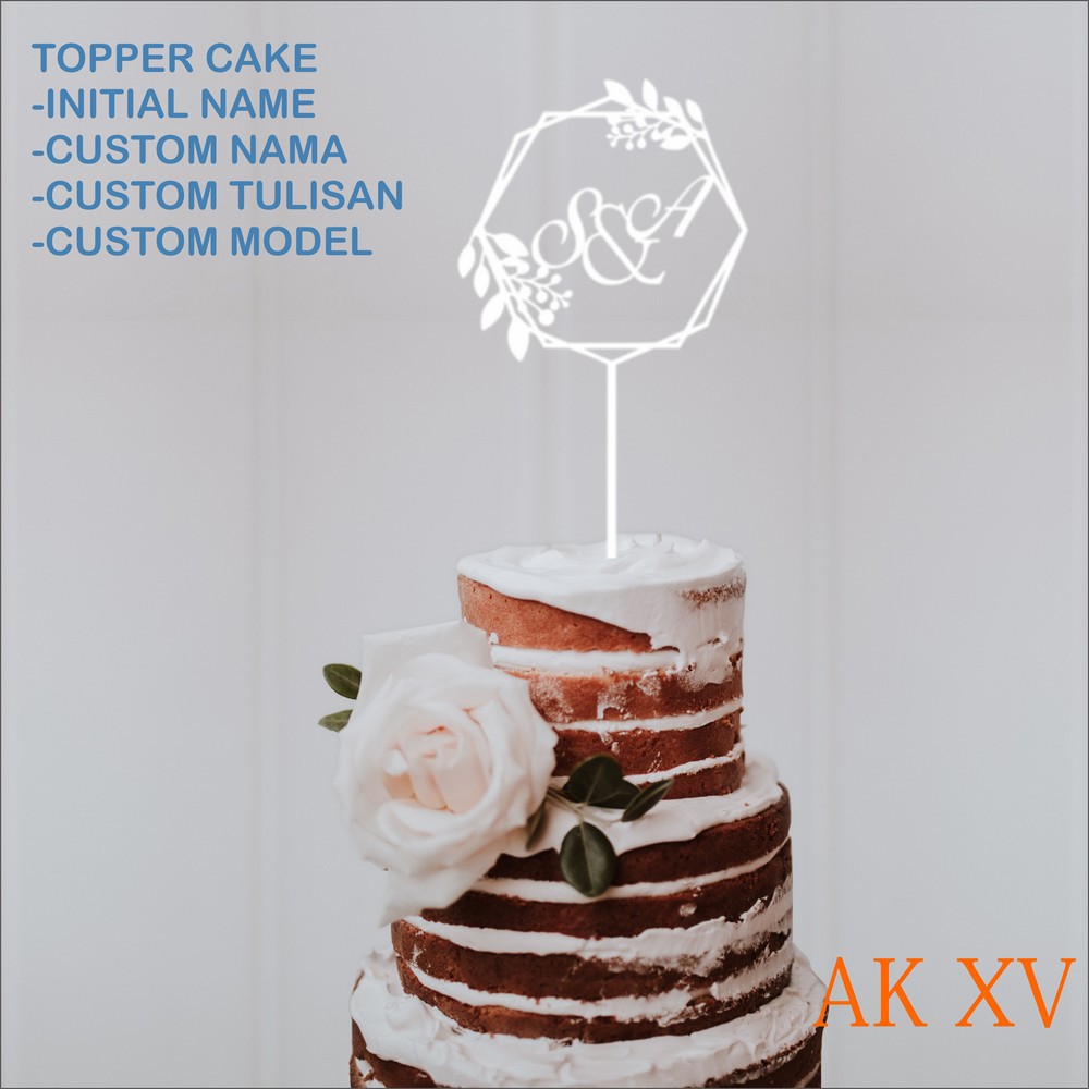 Hiasan kue Akrilik Topper Kue Ulangtahun/Wedding/Anniversary
