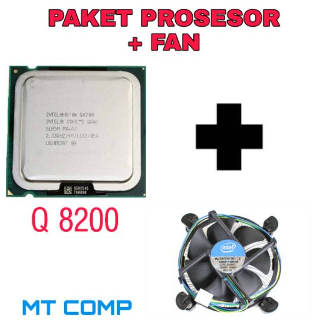 Paket prosesor core 2 quad Q 8200 2.33 GHz plus fan