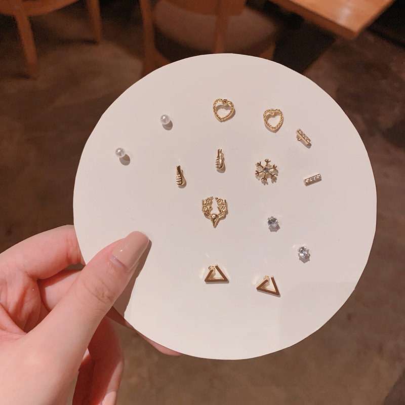 We Flower 7 Pairs S925 Silver Snowflake Butterfly Dolphin Stud Earrings Set for Women Girls Chic Ear Jewelry-3