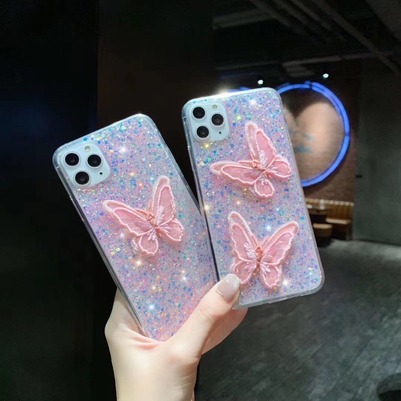 Butterfly Full Glitter Case Iphone 12 11 Pro Max Oppo a15 Reno 2 3 4 4f 5 Pro Samsung s21 S21 Ultra