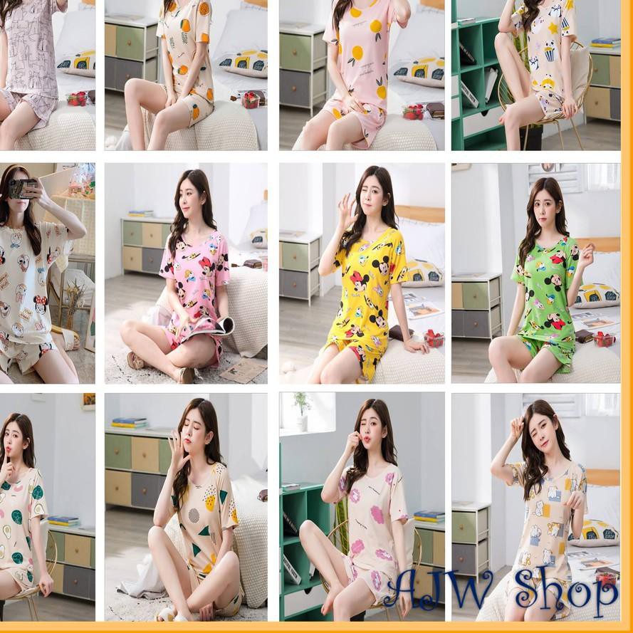 ➾ AJW Shop Piyama Wanita Celana Pendek | Setelan Pendek Wanita | Baju Tidur Wanita Dewasa ➫