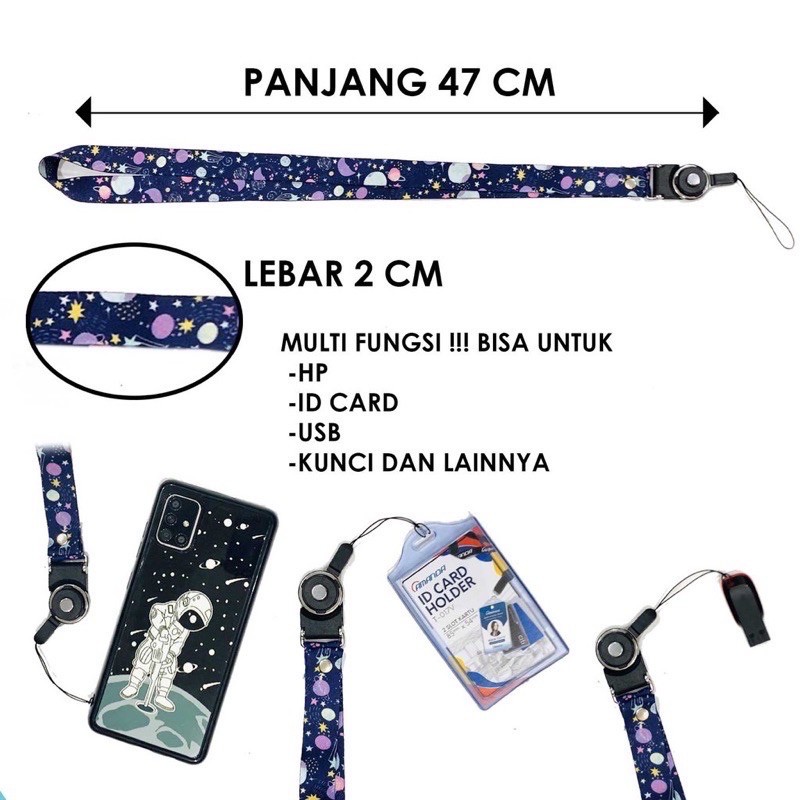 TALI GANTUNGAN HP/ LANYARD/ NECK STRAP HP/ KUNCI/ KARTU/ USB/ MOTIF KARTUN / BISA COD