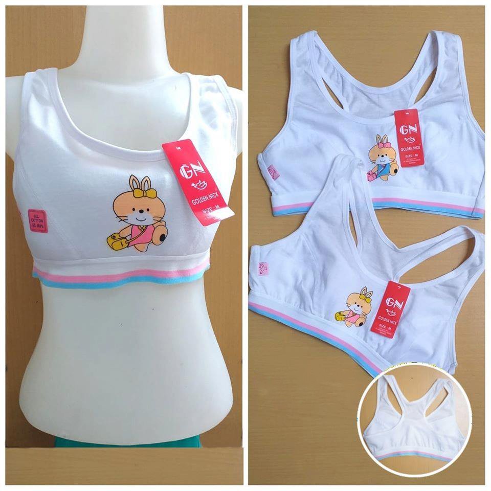 3 Pcs Miniset Golden Nick - Miniset Anak Perempuan - Warna Putih Bermotif - Model Karet