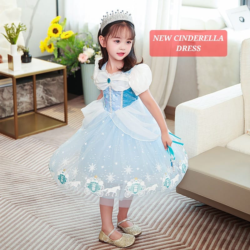 NEW CINDERELLA DRESS KOSTUM PRINCESS ANAK GAUN PESTA PRINCES HALLOWEEN COSPLAY IMPORT