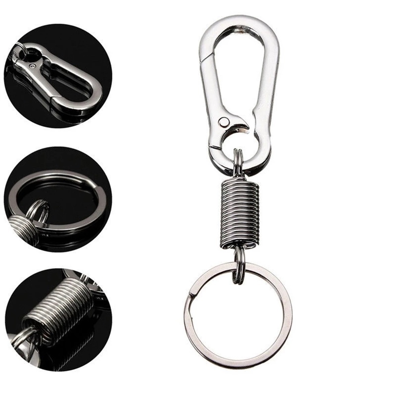 1pc Gantungan Kunci Carabiner Retractable Bahan Metal Gaya Vintage