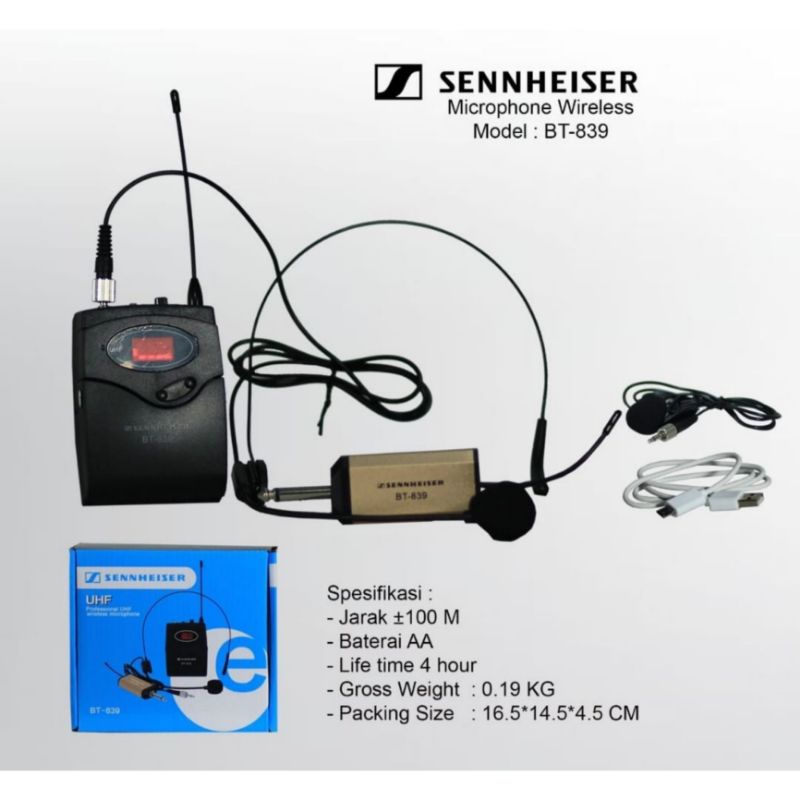 AGEN MIC/MICROPHONE WIRELESS BANDO HEADSET SENNHEISER BT 839