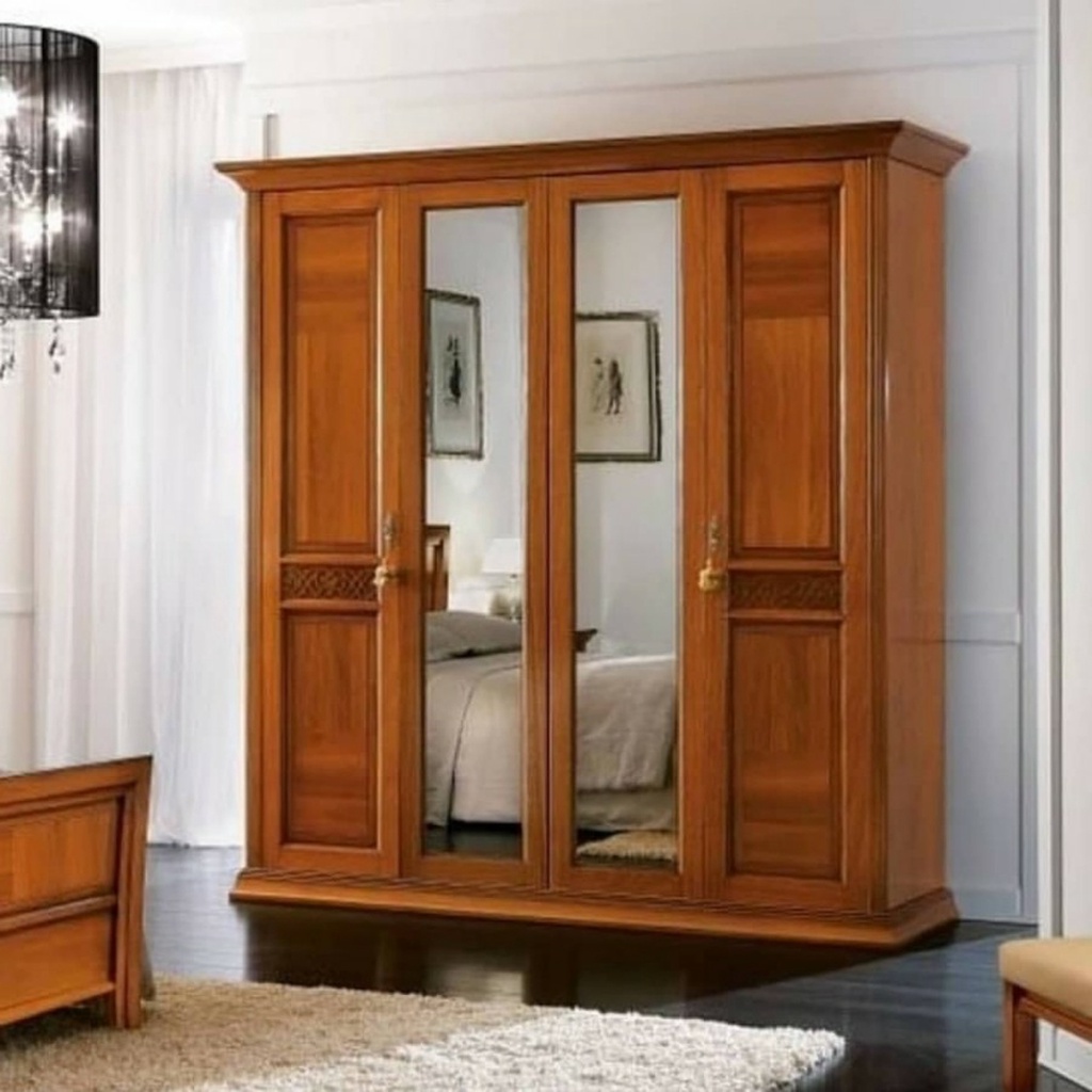 Lemari pakaian bahan kayu jati perhutani jepara / 4 pintu minimalis