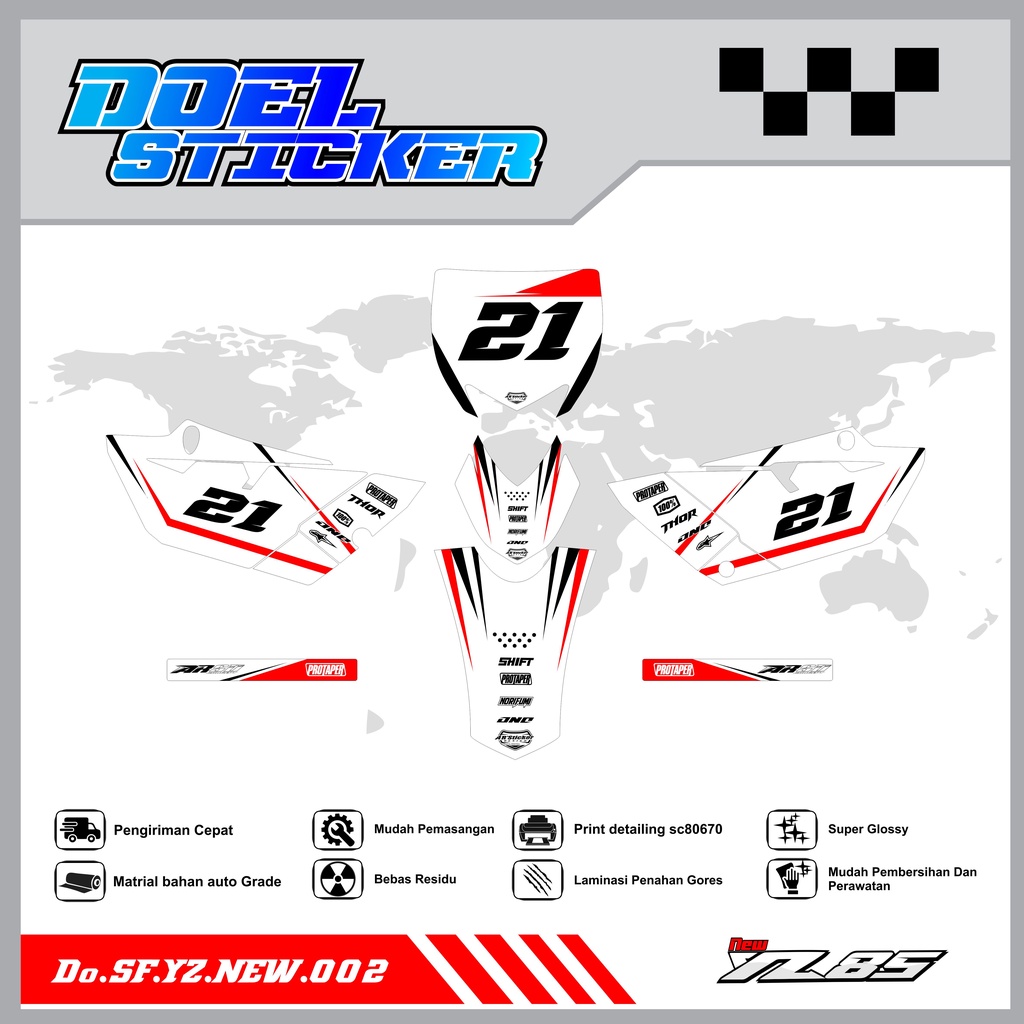 Sticker Striping YZ NEW List Variasi Hologram , Crome Doel 002