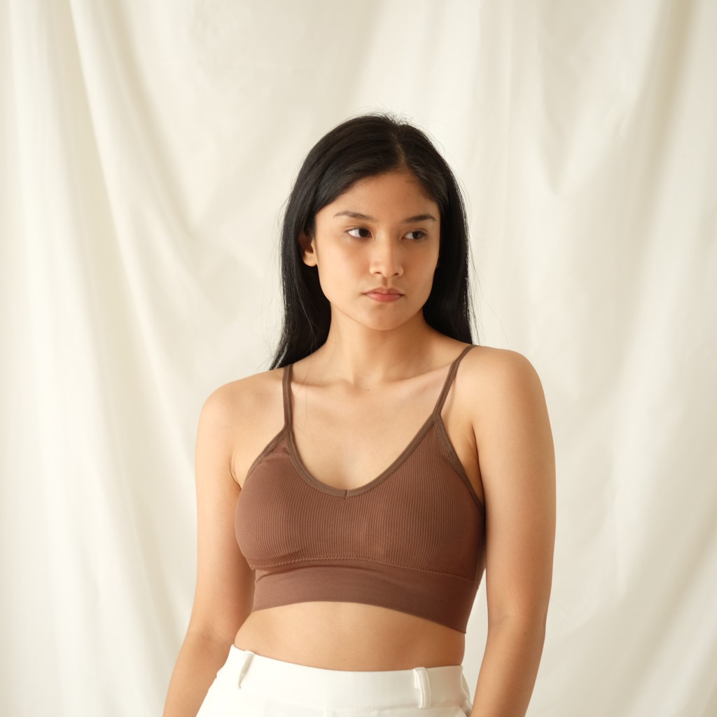 Rib Bralette Dalaman Bra Wanita