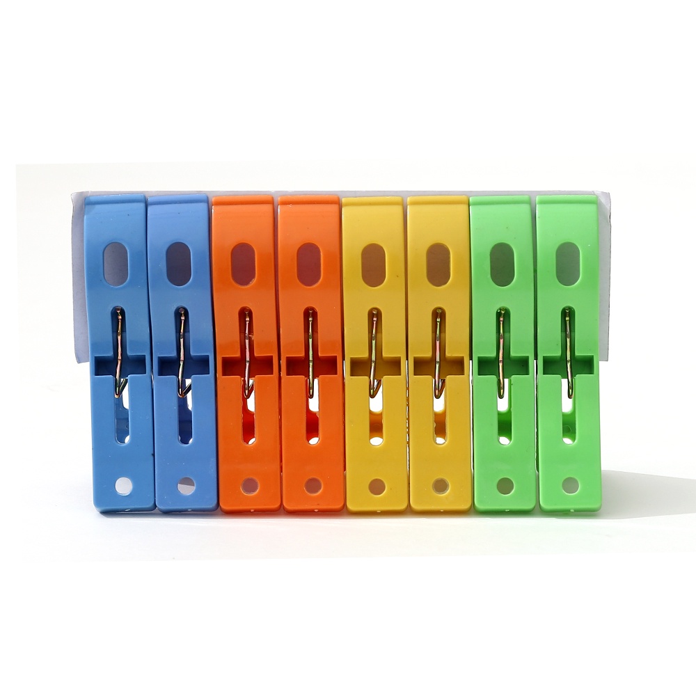 8pcs Klip Pengering Pakaian Bahan Plastik Warna-Warni Tahan Angin