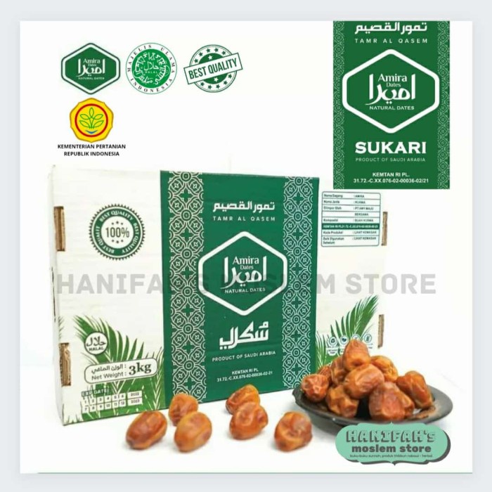 

Kurma Sukari 3Kg amira Premium Organik Al Qasim Sukkari 3 Kg