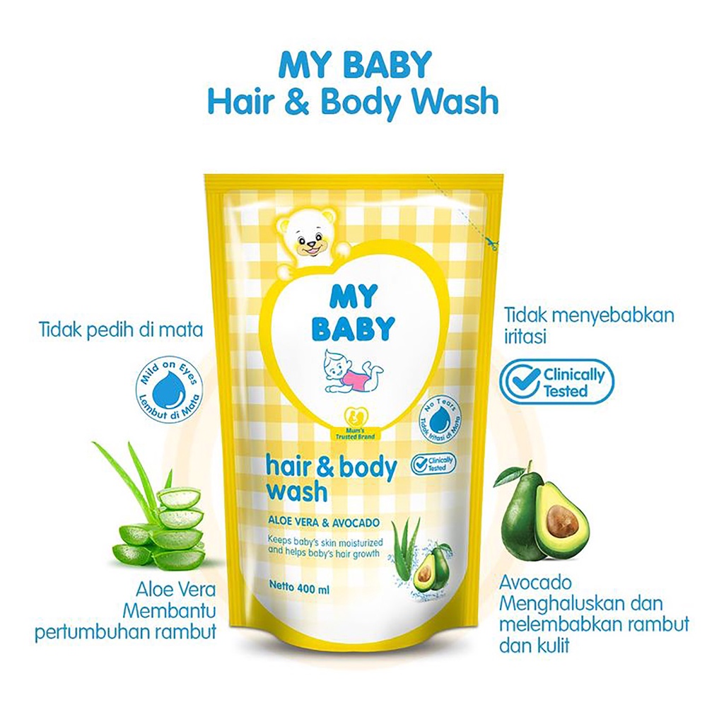 My Baby Hair &amp; Bodywash Refil 400ml Shampo Sabun Cair Isi Ulang