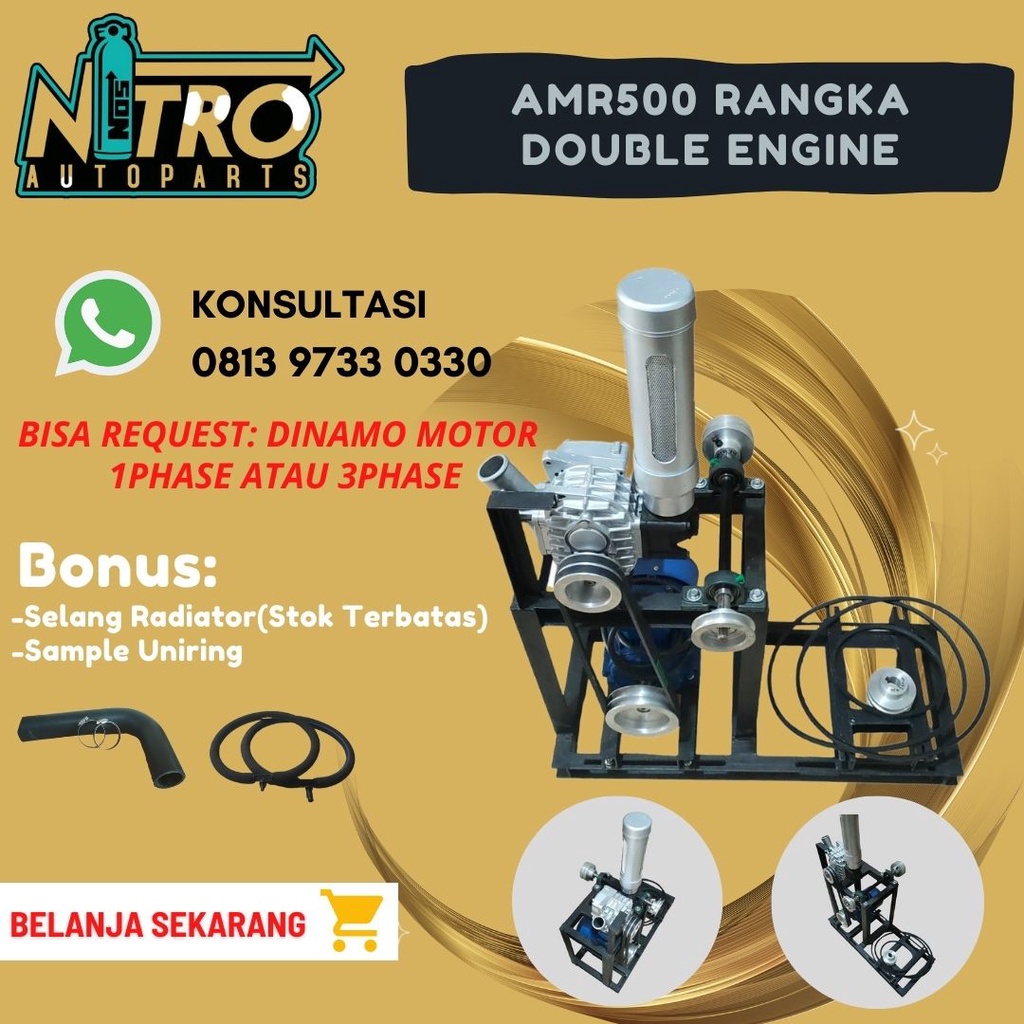 Blower Supercharger Amr500 2hp Dengan Rangka Double Engine
