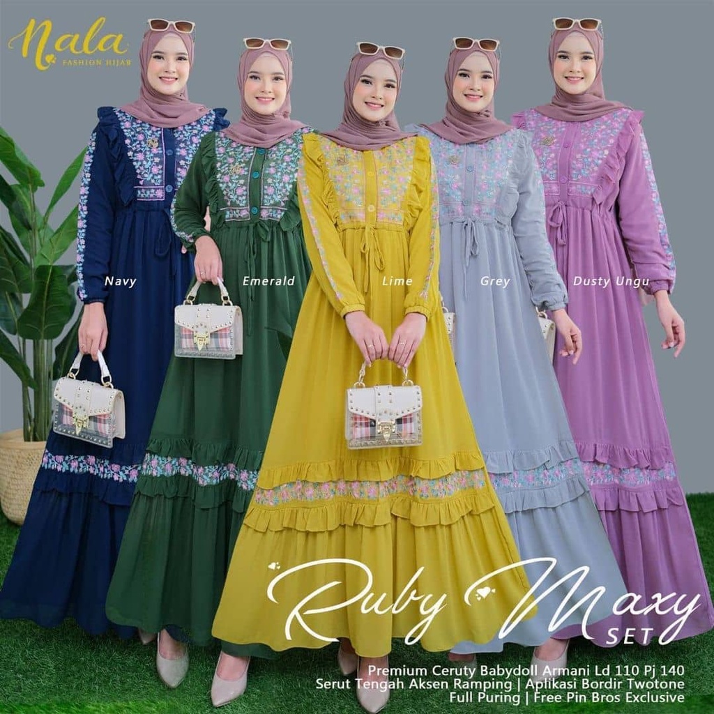 Ruby Maxy Dress Pesta Party Dress Baju Wanita Kondangan Terbaru Dress Muslim Long Dress Hijab Pakaia